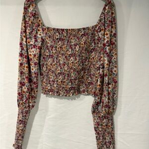 Floral Smocked Square Neck Top